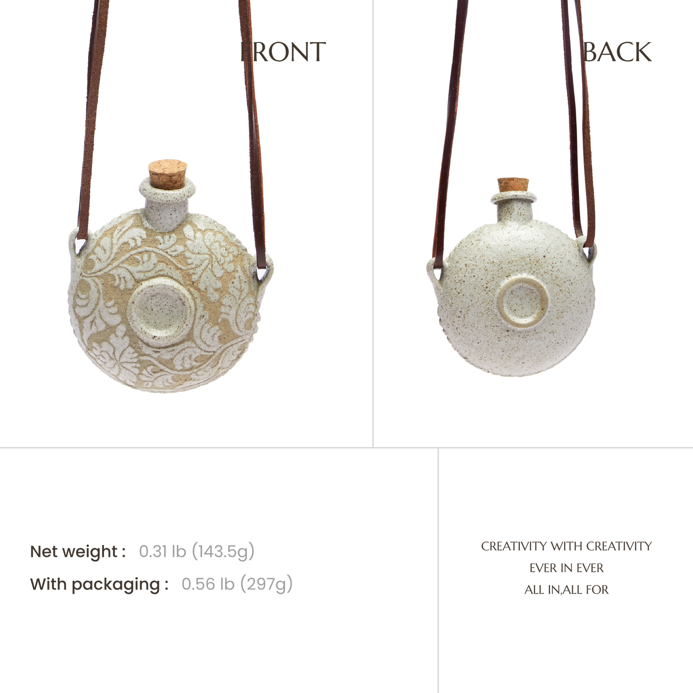 The Nomadic Spirit | Hand-Carved Ceramic Whiskey Flask Necklace