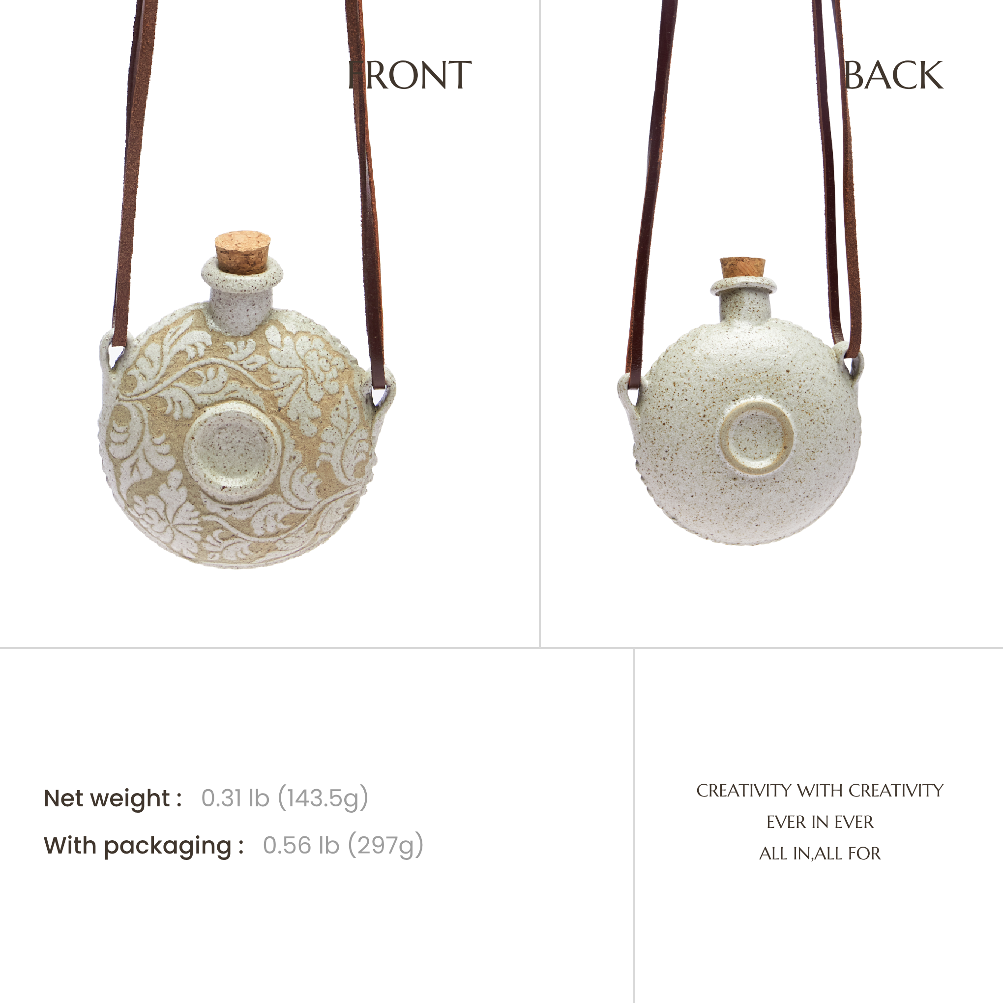 The Nomadic Spirit | Hand-Carved Ceramic Whiskey Flask Necklace