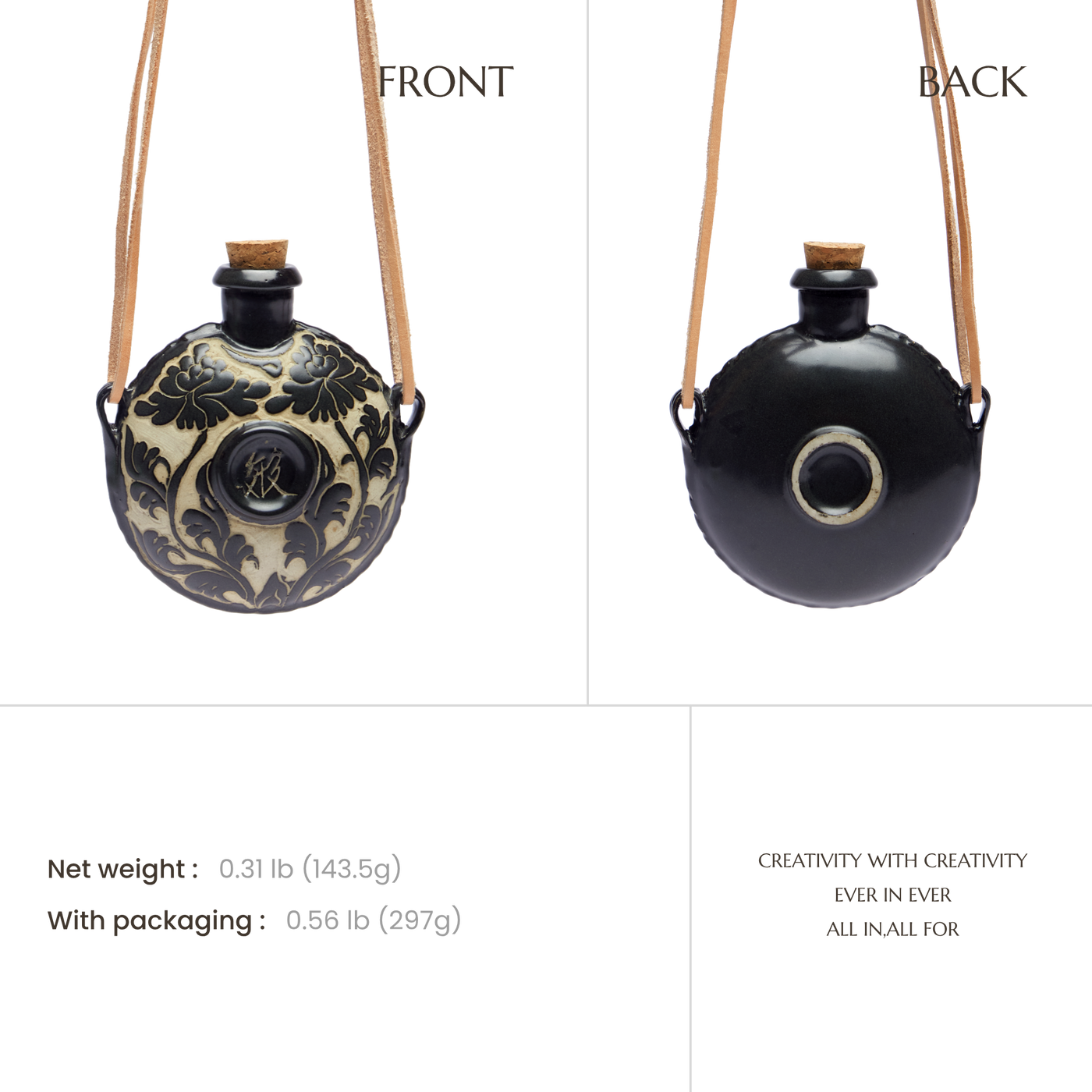 The Nomadic Spirit | Hand-Carved Ceramic Whiskey Flask Necklace
