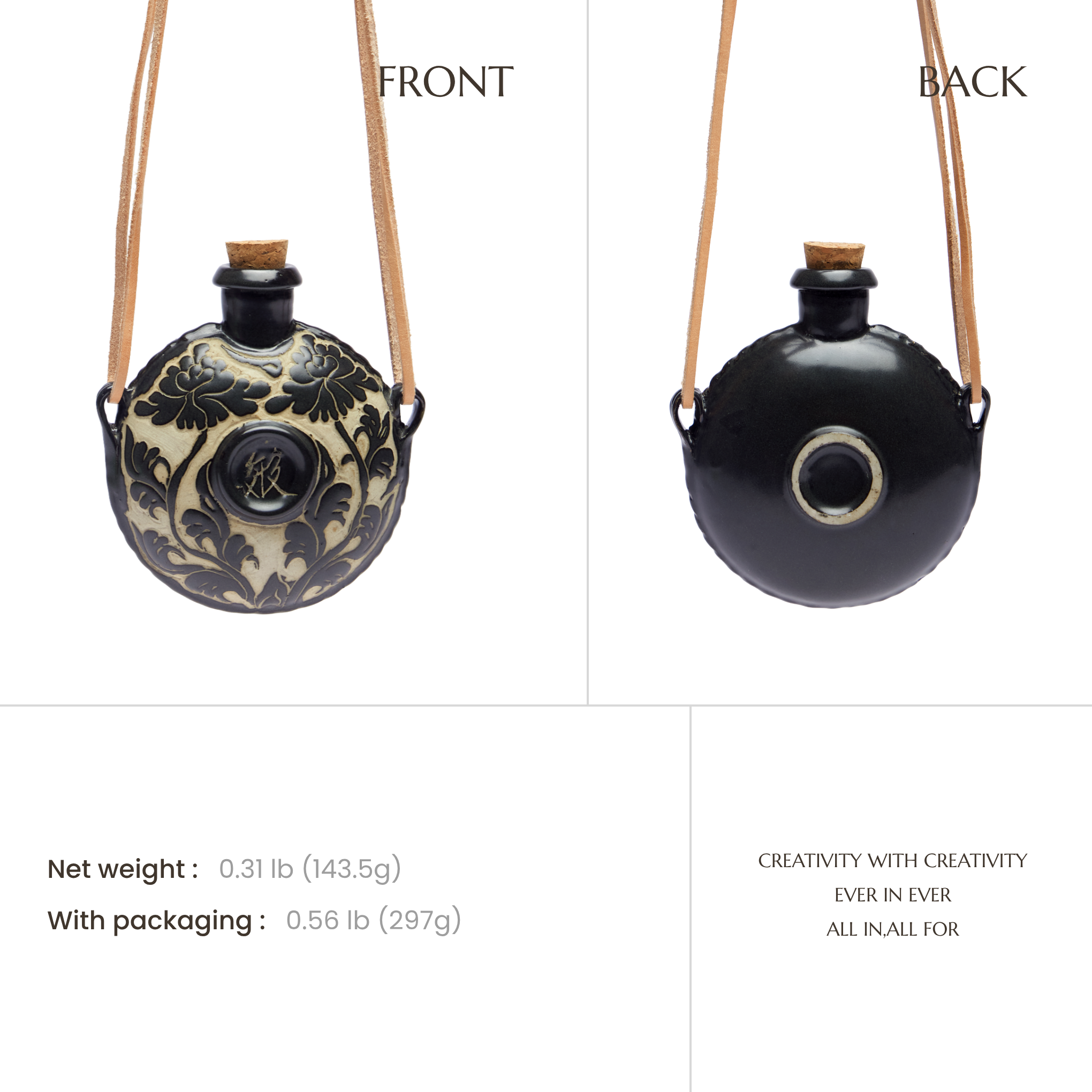 The Nomadic Spirit | Hand-Carved Ceramic Whiskey Flask Necklace