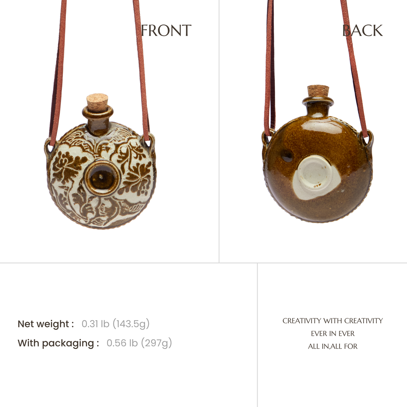 The Nomadic Spirit | Hand-Carved Ceramic Whiskey Flask Necklace