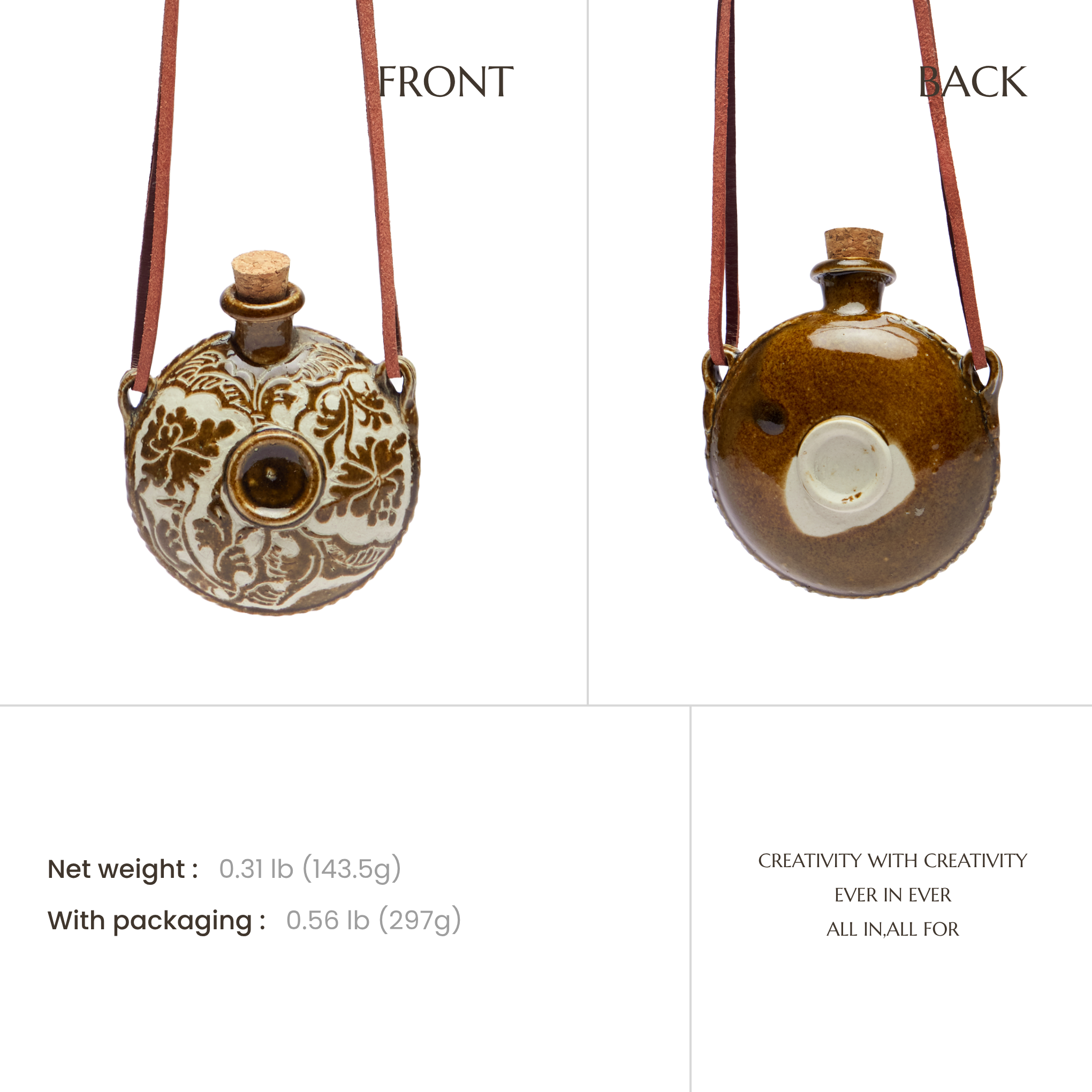 The Nomadic Spirit | Hand-Carved Ceramic Whiskey Flask Necklace
