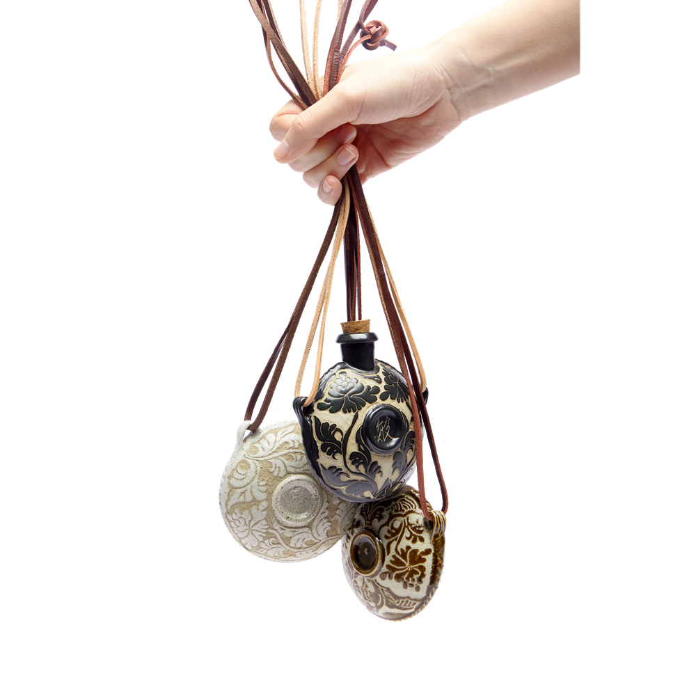 The Nomadic Spirit | Hand-Carved Ceramic Whiskey Flask Necklace