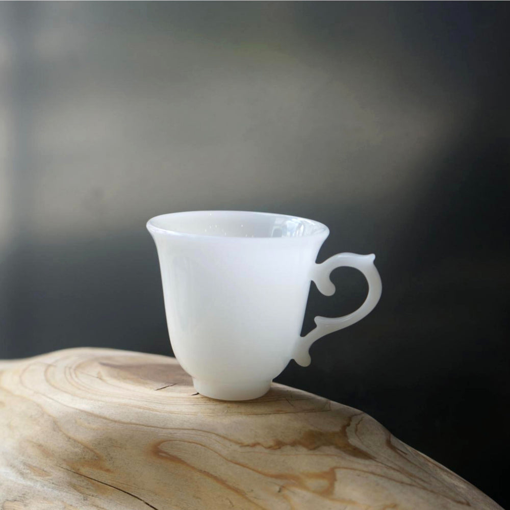 Jade Bell | Handcrafted Dehua White Porcelain Miniature Cup with Sculpted Handle