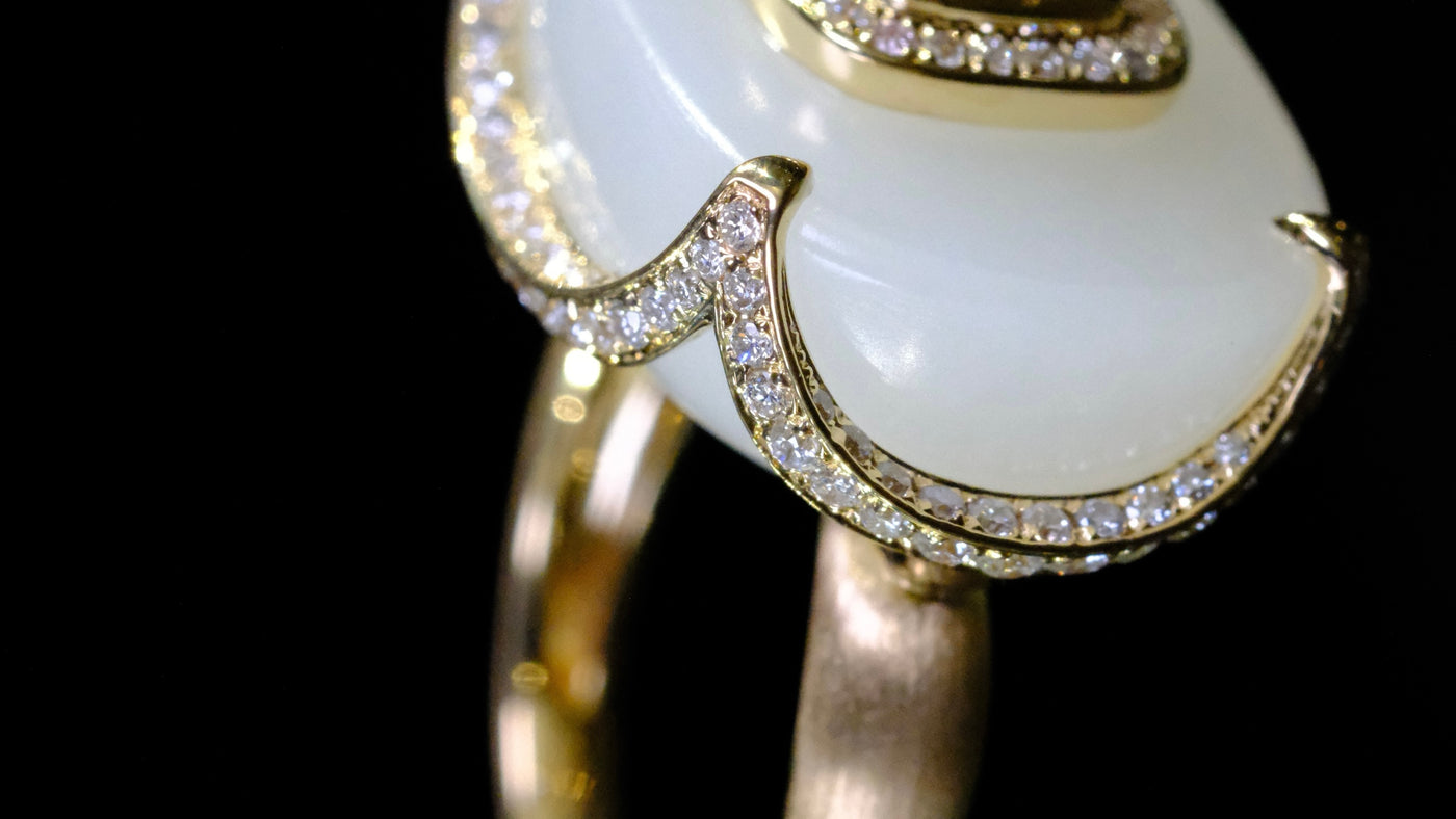 Eastern Aesthetics · White Jade & Yellow Diamond Ring