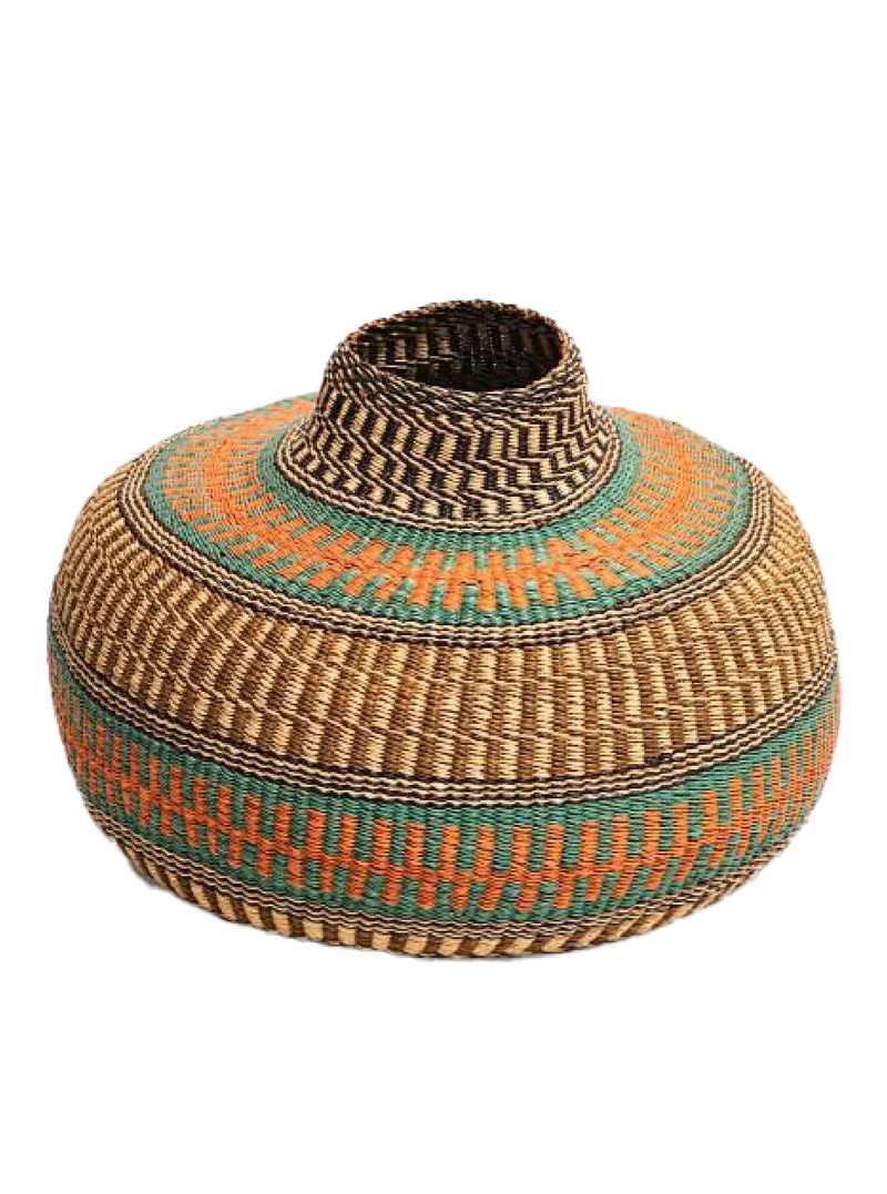 Blue and green
bamboo woven bottle