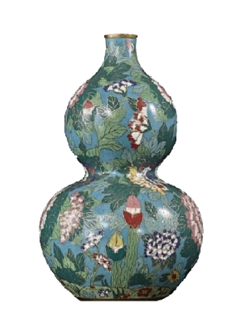 Blue and green
bamboo woven bottle