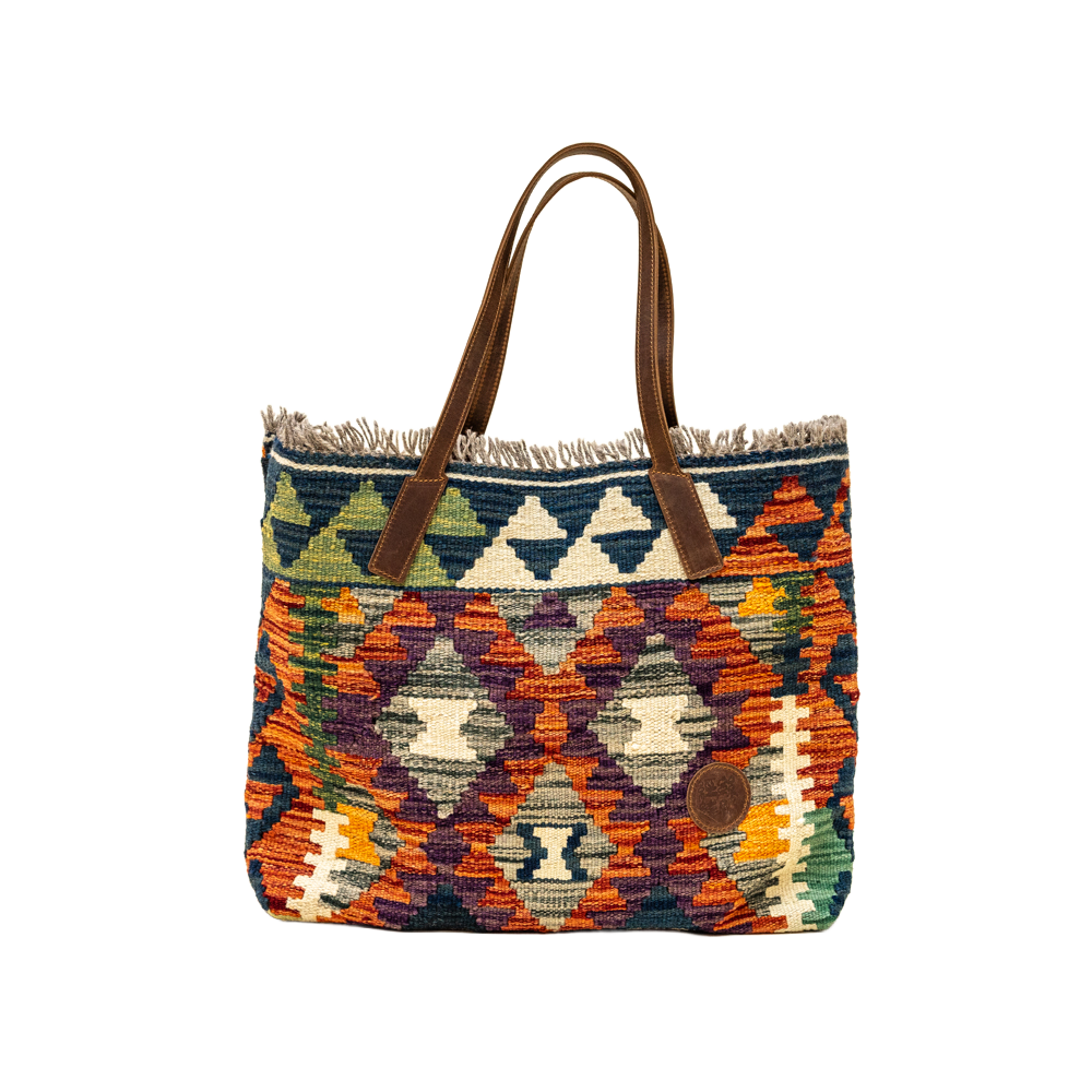 Geometric Totem | Hand-Woven Naturally Dyed Wool Textile Tote