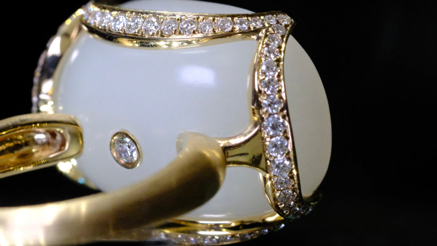 Eastern Aesthetics · White Jade & Yellow Diamond Ring