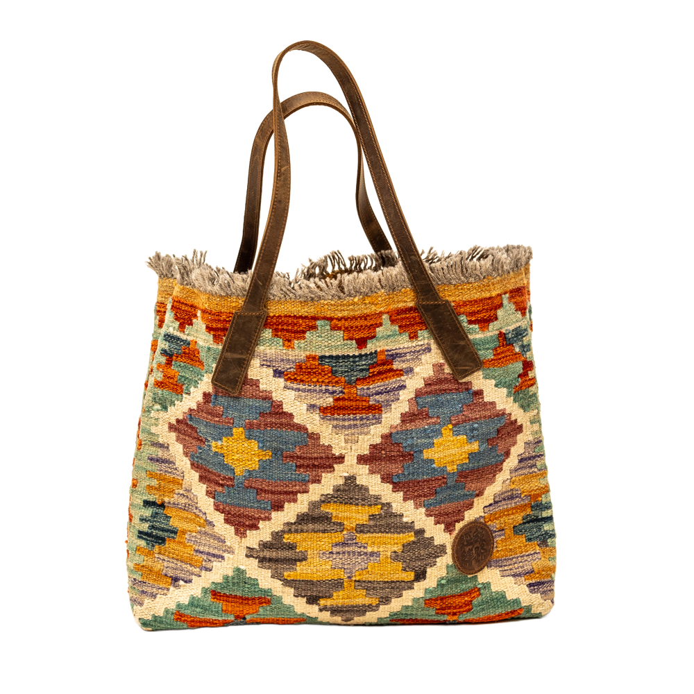 Geometric Totem | Hand-Woven Naturally Dyed Wool Textile Tote