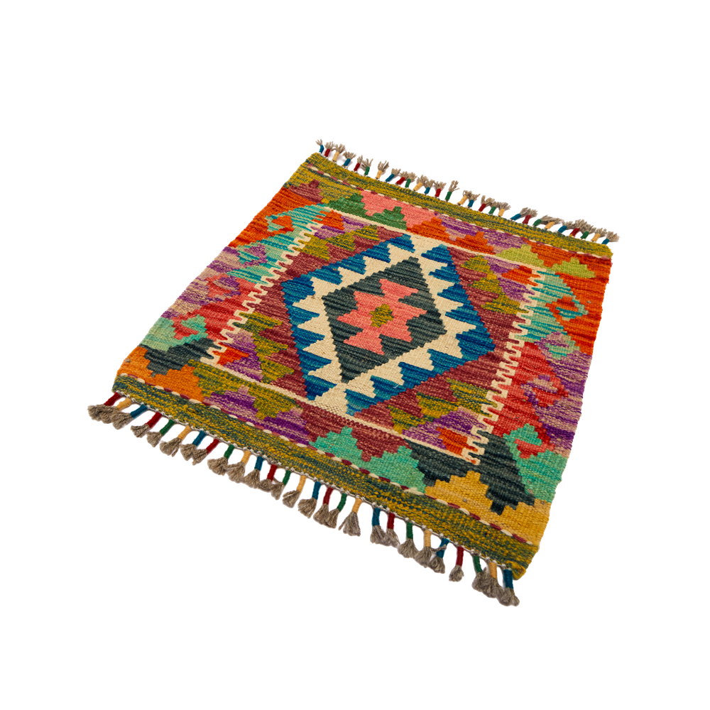 Geometric Echoes | Hand-Woven Ningxia Tan Sheep Wool Kilim Rug