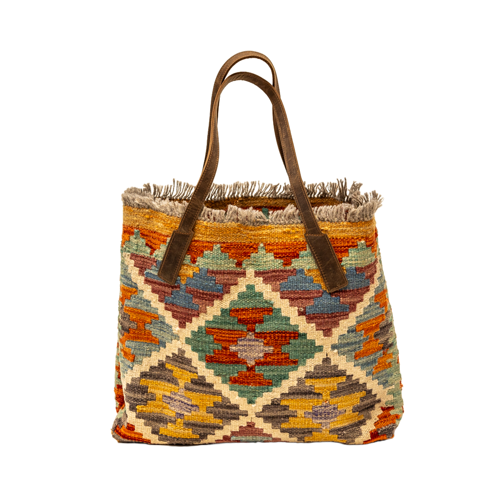 Geometric Totem | Hand-Woven Naturally Dyed Wool Textile Tote