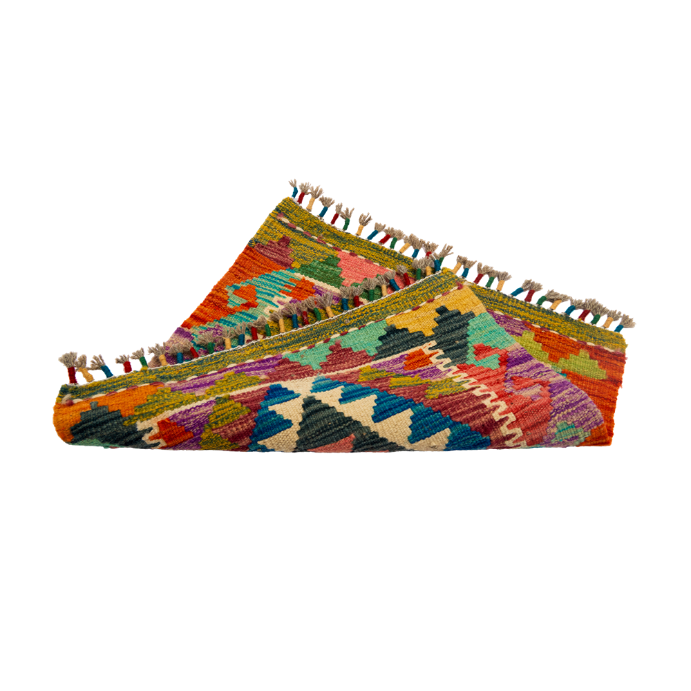 Geometric Echoes | Hand-Woven Ningxia Tan Sheep Wool Kilim Rug