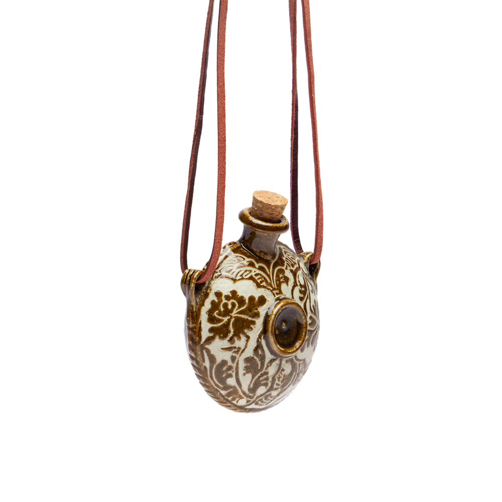 The Nomadic Spirit | Hand-Carved Ceramic Whiskey Flask Necklace