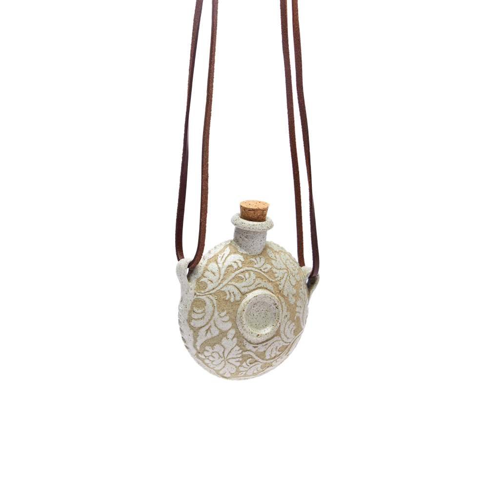 The Nomadic Spirit | Hand-Carved Ceramic Whiskey Flask Necklace