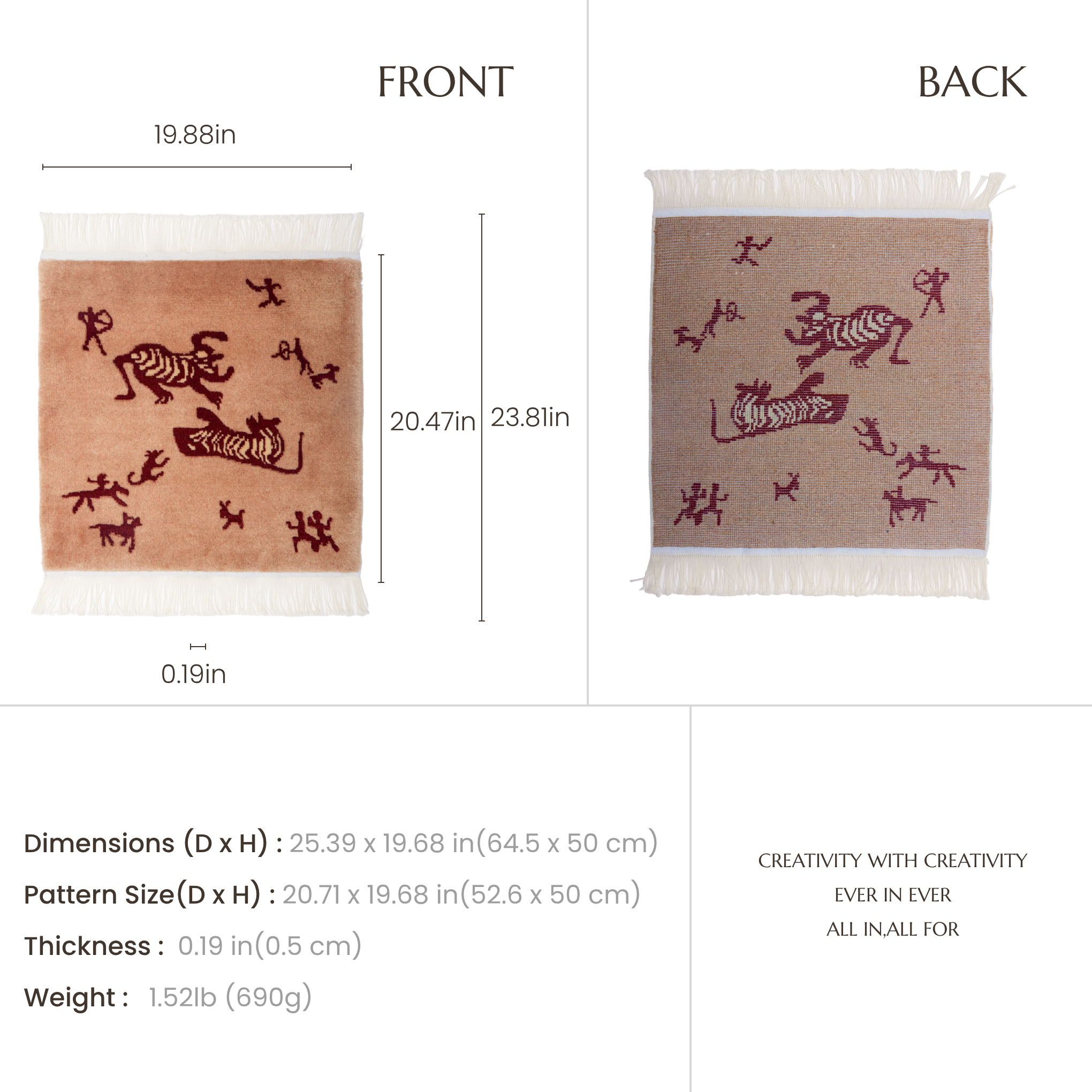Primal Stripes | Hand-Knotted Ningxia Tan Sheep Wool Rug
